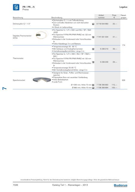 Buderus Gesamt-Preisliste und Rabattliste Katalog Teil 1 - Heizungs ...