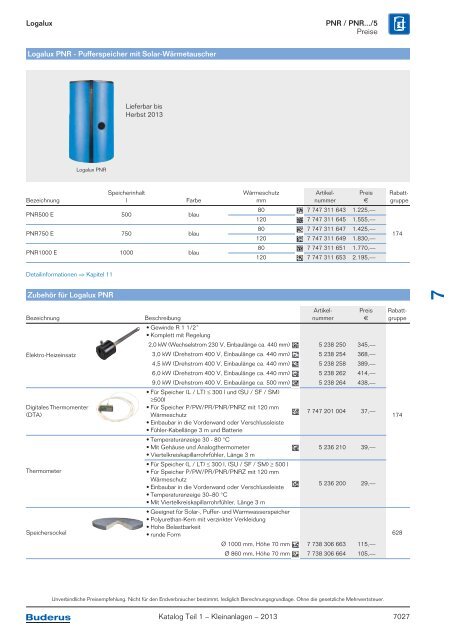 Buderus Gesamt-Preisliste und Rabattliste Katalog Teil 1 - Heizungs ...