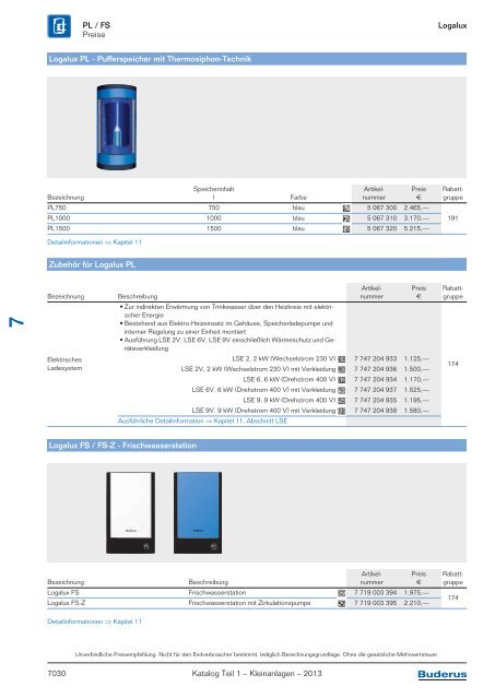 Buderus Gesamt-Preisliste und Rabattliste Katalog Teil 1 - Heizungs ...