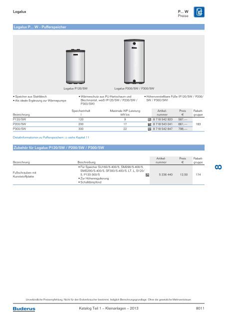 Buderus Gesamt-Preisliste und Rabattliste Katalog Teil 1 - Heizungs ...