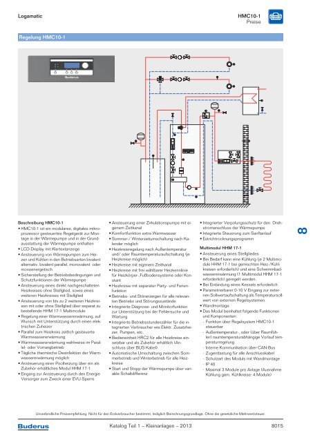 Buderus Gesamt-Preisliste und Rabattliste Katalog Teil 1 - Heizungs ...