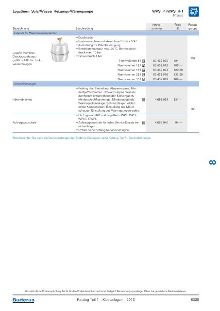 Buderus Gesamt-Preisliste und Rabattliste Katalog Teil 1 - Heizungs ...