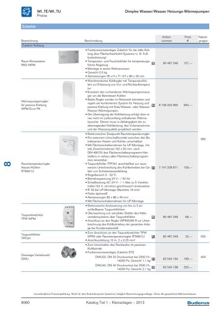 Buderus Gesamt-Preisliste und Rabattliste Katalog Teil 1 - Heizungs ...