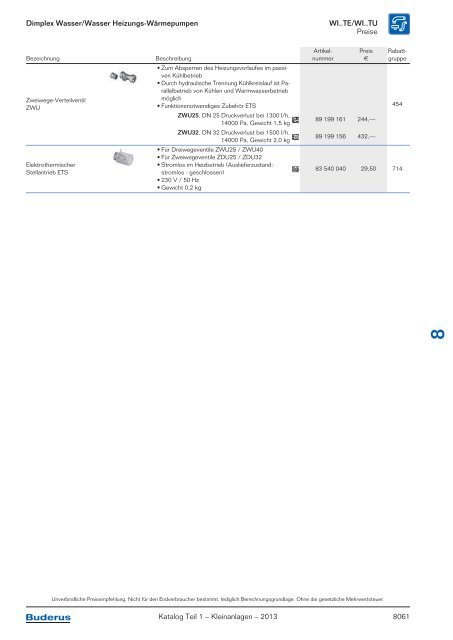 Buderus Gesamt-Preisliste und Rabattliste Katalog Teil 1 - Heizungs ...