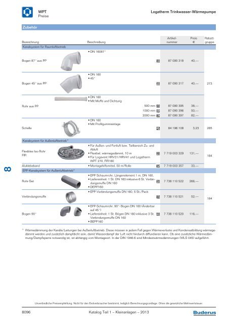 Buderus Gesamt-Preisliste und Rabattliste Katalog Teil 1 - Heizungs ...