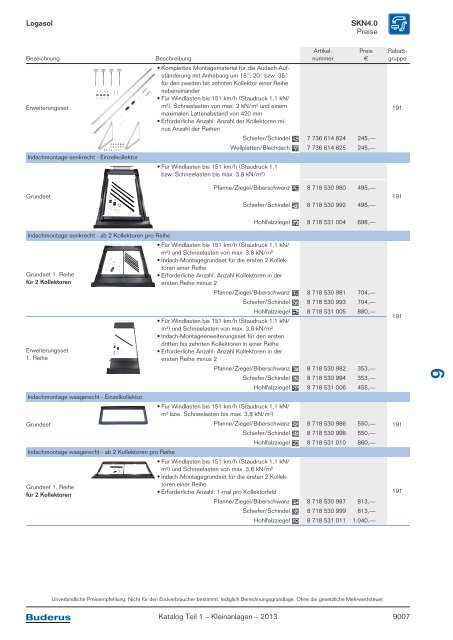 Buderus Gesamt-Preisliste und Rabattliste Katalog Teil 1 - Heizungs ...