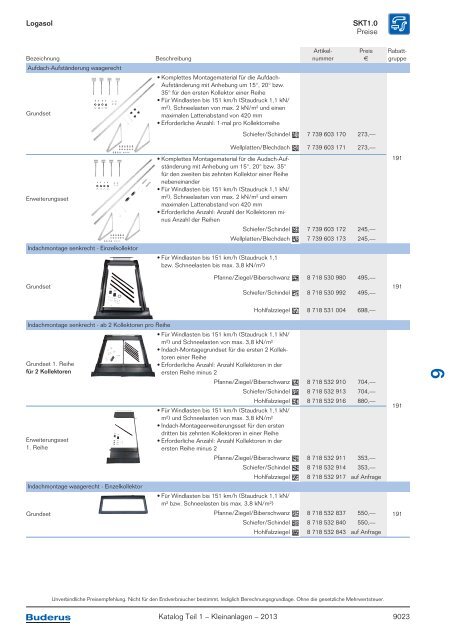 Buderus Gesamt-Preisliste und Rabattliste Katalog Teil 1 - Heizungs ...