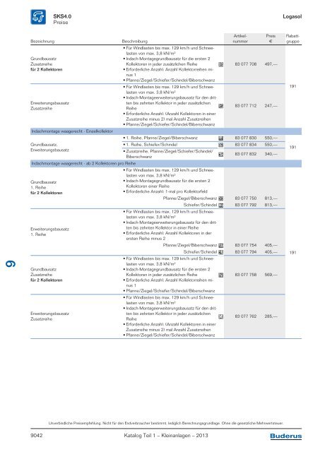 Buderus Gesamt-Preisliste und Rabattliste Katalog Teil 1 - Heizungs ...