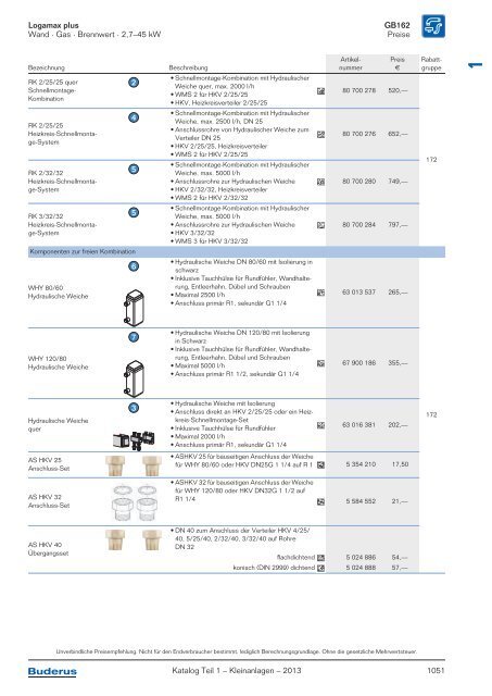 Buderus Gesamt-Preisliste und Rabattliste Katalog Teil 1 - Heizungs ...