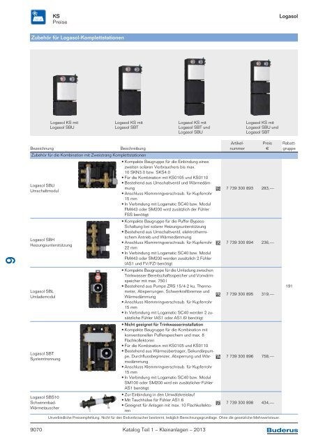 Buderus Gesamt-Preisliste und Rabattliste Katalog Teil 1 - Heizungs ...