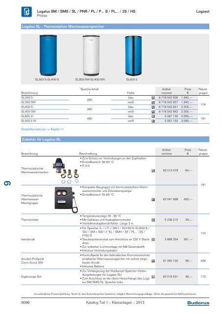 Buderus Gesamt-Preisliste und Rabattliste Katalog Teil 1 - Heizungs ...