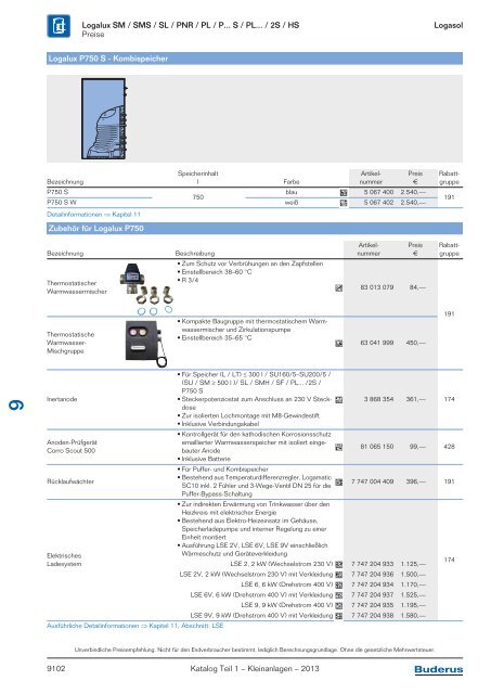 Buderus Gesamt-Preisliste und Rabattliste Katalog Teil 1 - Heizungs ...