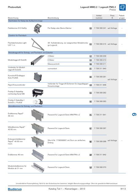 Buderus Gesamt-Preisliste und Rabattliste Katalog Teil 1 - Heizungs ...