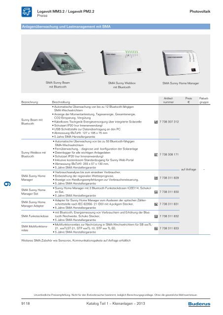 Buderus Gesamt-Preisliste und Rabattliste Katalog Teil 1 - Heizungs ...