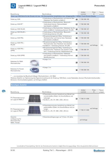 Buderus Gesamt-Preisliste und Rabattliste Katalog Teil 1 - Heizungs ...