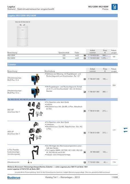 Buderus Gesamt-Preisliste und Rabattliste Katalog Teil 1 - Heizungs ...