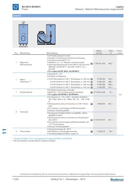 Buderus Gesamt-Preisliste und Rabattliste Katalog Teil 1 - Heizungs ...