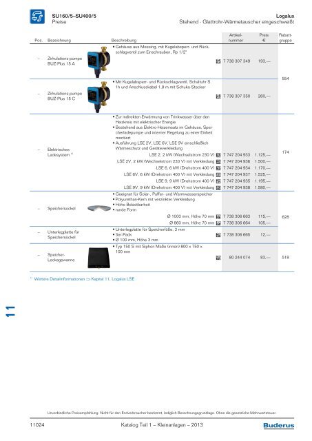 Buderus Gesamt-Preisliste und Rabattliste Katalog Teil 1 - Heizungs ...