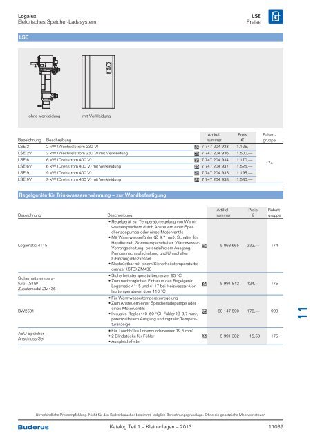 Buderus Gesamt-Preisliste und Rabattliste Katalog Teil 1 - Heizungs ...