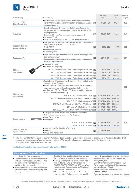 Buderus Gesamt-Preisliste und Rabattliste Katalog Teil 1 - Heizungs ...