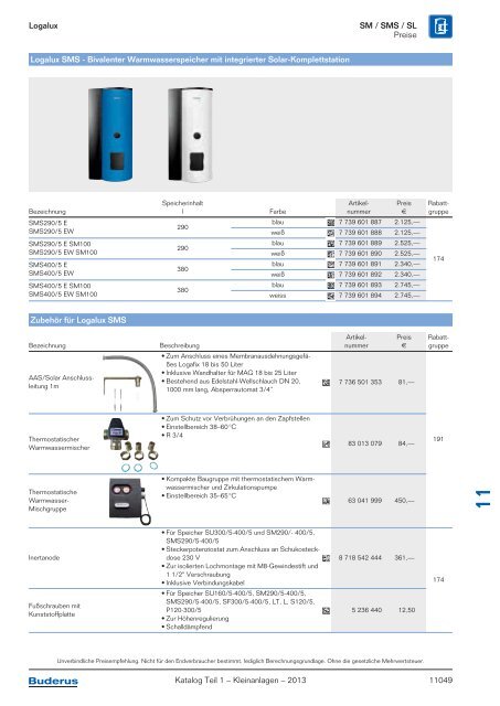 Buderus Gesamt-Preisliste und Rabattliste Katalog Teil 1 - Heizungs ...