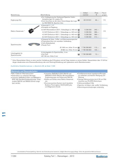 Buderus Gesamt-Preisliste und Rabattliste Katalog Teil 1 - Heizungs ...