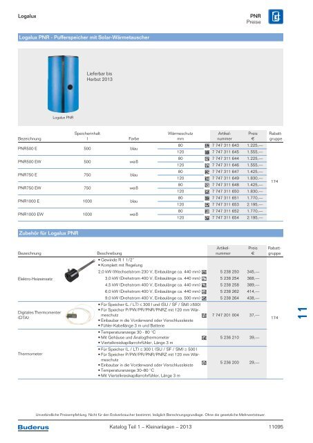 Buderus Gesamt-Preisliste und Rabattliste Katalog Teil 1 - Heizungs ...