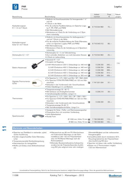 Buderus Gesamt-Preisliste und Rabattliste Katalog Teil 1 - Heizungs ...