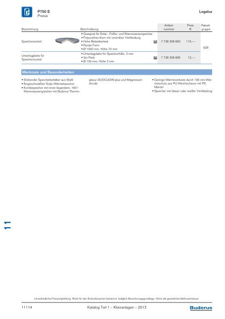 Buderus Gesamt-Preisliste und Rabattliste Katalog Teil 1 - Heizungs ...