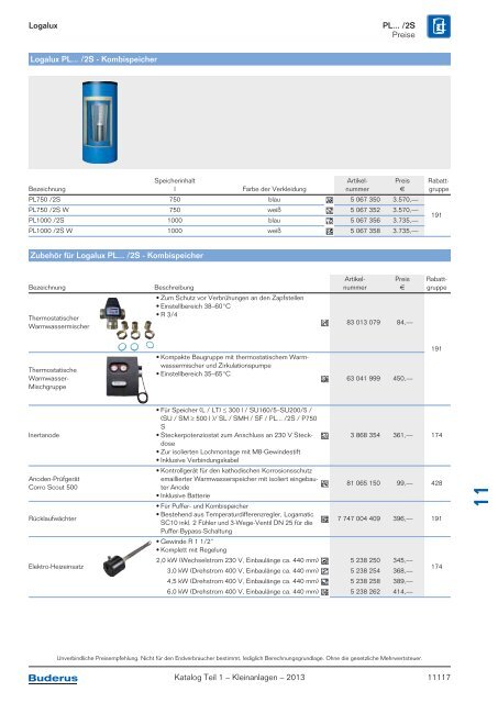 Buderus Gesamt-Preisliste und Rabattliste Katalog Teil 1 - Heizungs ...