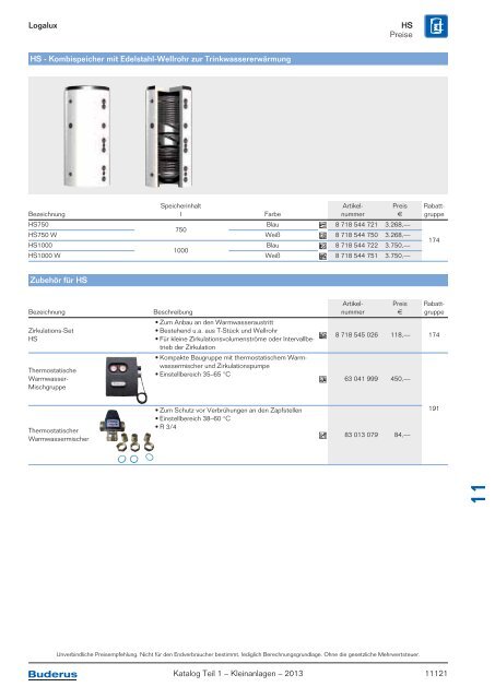 Buderus Gesamt-Preisliste und Rabattliste Katalog Teil 1 - Heizungs ...