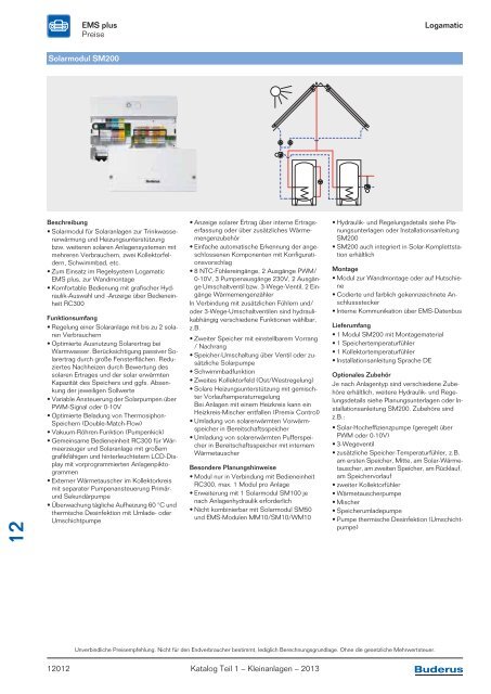 Buderus Gesamt-Preisliste und Rabattliste Katalog Teil 1 - Heizungs ...