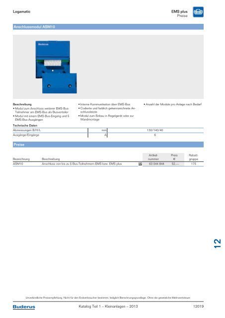 Buderus Gesamt-Preisliste und Rabattliste Katalog Teil 1 - Heizungs ...