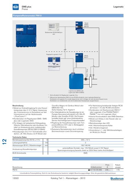 Buderus Gesamt-Preisliste und Rabattliste Katalog Teil 1 - Heizungs ...