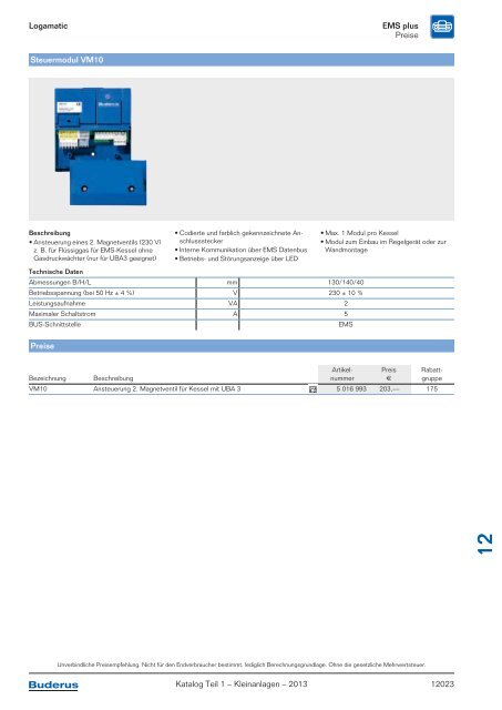 Buderus Gesamt-Preisliste und Rabattliste Katalog Teil 1 - Heizungs ...