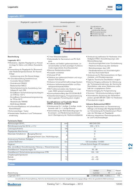 Buderus Gesamt-Preisliste und Rabattliste Katalog Teil 1 - Heizungs ...