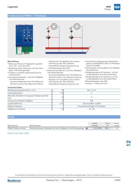 Buderus Gesamt-Preisliste und Rabattliste Katalog Teil 1 - Heizungs ...