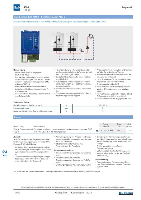 Buderus Gesamt-Preisliste und Rabattliste Katalog Teil 1 - Heizungs ...