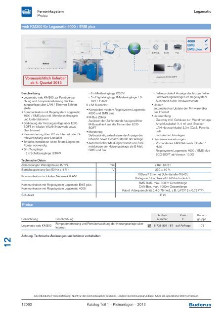 Buderus Gesamt-Preisliste und Rabattliste Katalog Teil 1 - Heizungs ...