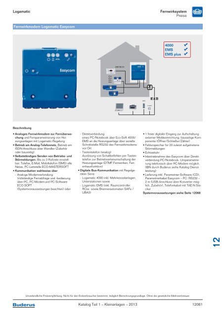 Buderus Gesamt-Preisliste und Rabattliste Katalog Teil 1 - Heizungs ...