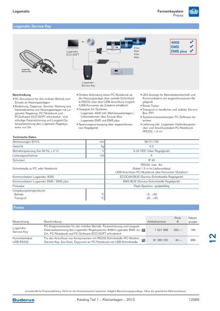 Buderus Gesamt-Preisliste und Rabattliste Katalog Teil 1 - Heizungs ...