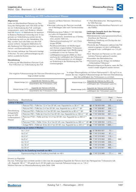 Buderus Gesamt-Preisliste und Rabattliste Katalog Teil 1 - Heizungs ...