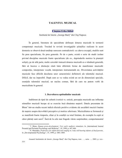 TALENTUL MUZICAL.pdf - Institutul de Istorie