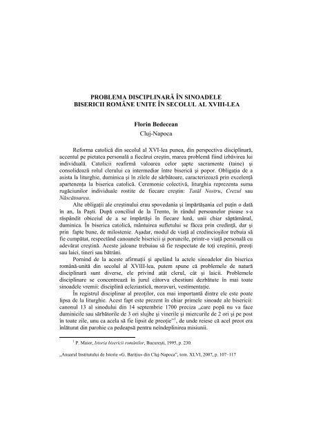 Problema disciplinarÄ Ã®n sinoadele Bisericii RomÃ¢ne Unite