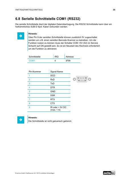 Betriebsanleitung VMT7010/7012/7015 - ads-tec
