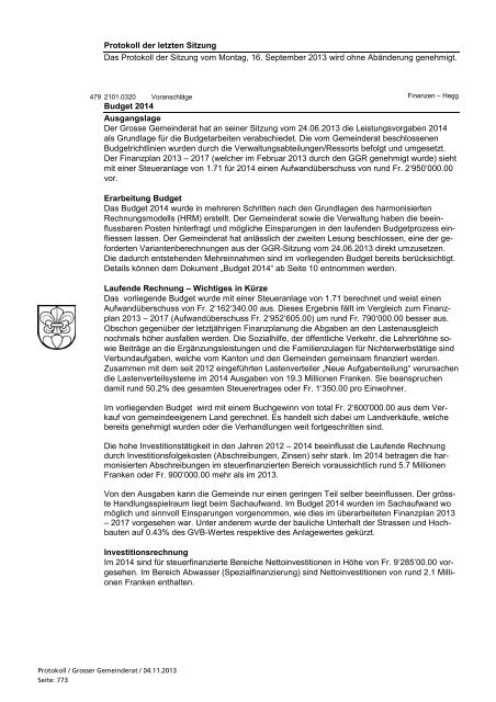 der 25. Sitzung des Grossen Gemeinderates Lyss ... - Gemeinde Lyss