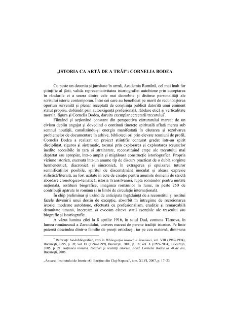 cornelia bodea - Institutul de Istorie