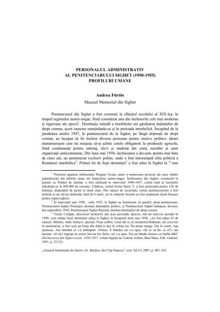 PERSONALUL ADMINISTRATIV AL PENITENCIARULUI SIGHET ...