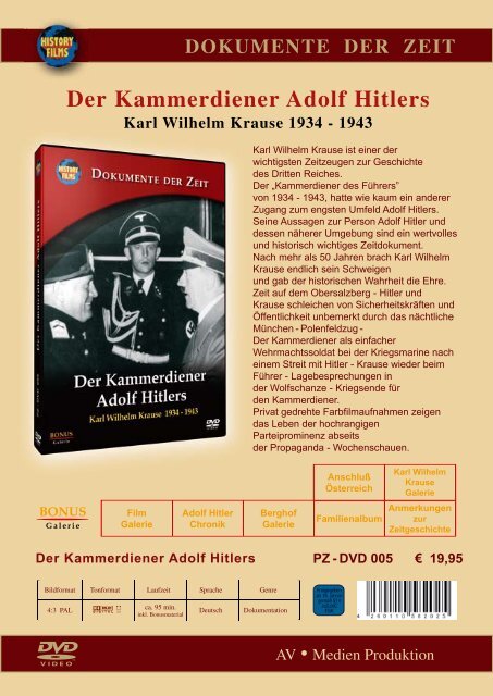 Der Kammerdiener Adolf Hitlers - bei History Films