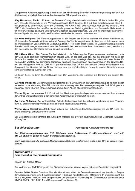 Protokoll der Gemeindeversammlung - Gemeinde Düdingen